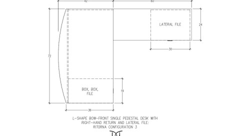 Ritorna L-Shaped Bow-Front Single Pedestal Desk Configuration 3
